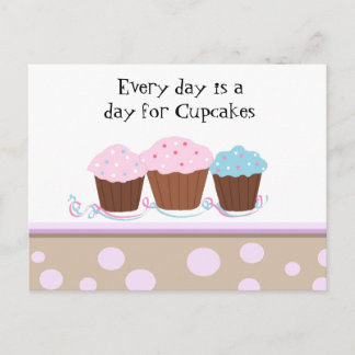 Cartão Postal Cartões-postais de Cupcakes com uma Frase Fofa