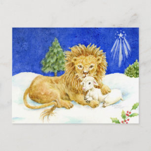 Cartão Postal Cartões-postais de Natal do Leão e do Cordeiro pel