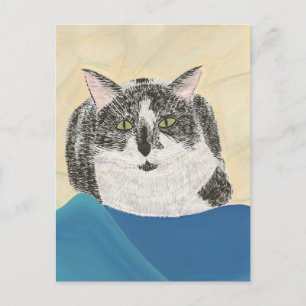 Cartão Postal Cartões-postais de pintura de gatos pretos e branc