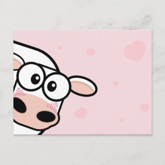 Cartão Postal Cartões-postais de Vaca e Corações Rosa