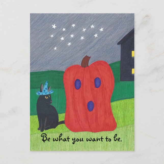 Cartão Postal Cartões-postais do Dia das Bruxas da Pumpkin Ghost (Frente)