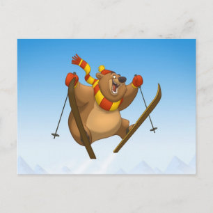 Cartão Postal Cartões-postais do Skiing Bear