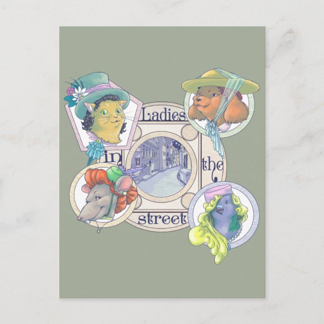 Cartão Postal Cartões-postais para senhoras na rua (Frente)