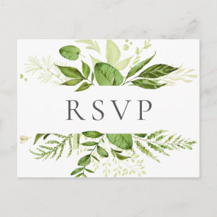 Cartão Postal Cartões-postais RSVP de Casamento Verde Russo