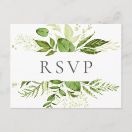 Cartão Postal Cartões-postais RSVP de Casamento Verde Russo