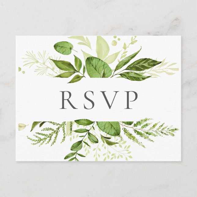 Cartão Postal Cartões-postais RSVP de Casamento Verde Russo (Frente)