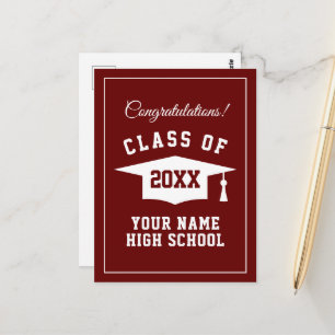 Cartão Postal Cartões-postais vermelhos para graduados do ensino