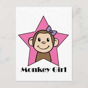 Cartão Postal Cartografia Clipe Arte Sorria Macaco Rapariga Rosa