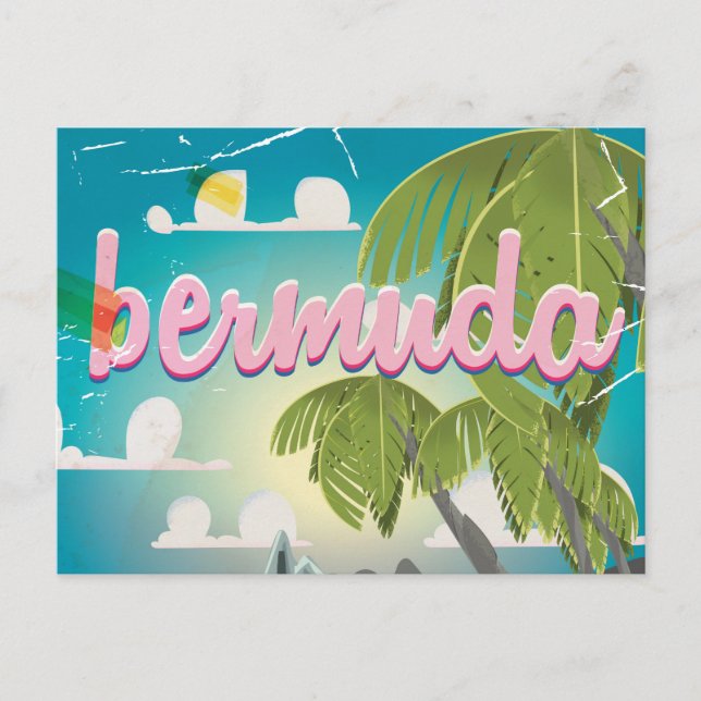 Cartão Postal Cartografia da poster das Bermudas (Frente)
