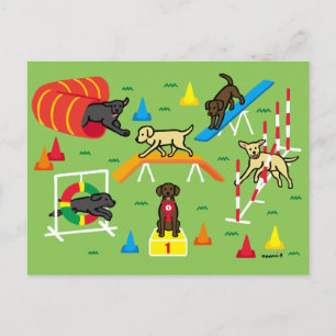 Cartão Postal Cartografia de Agilidade de Chocolate Labrador Ret