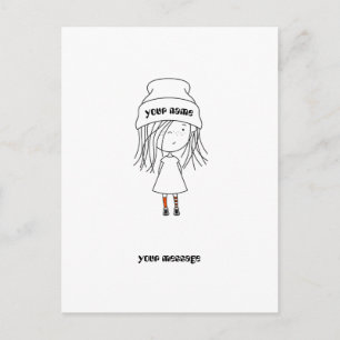 Cartão Postal Cartografia de chapéu de garota branca