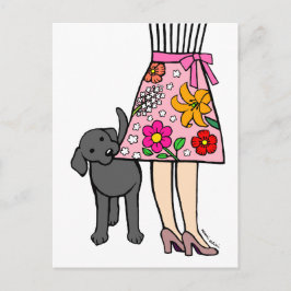 Cartão Postal Cartografia de Mãe e Labrador Preto