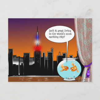 Cartão Postal Cartografia de Peixes Engraçados Nova Iorque viva