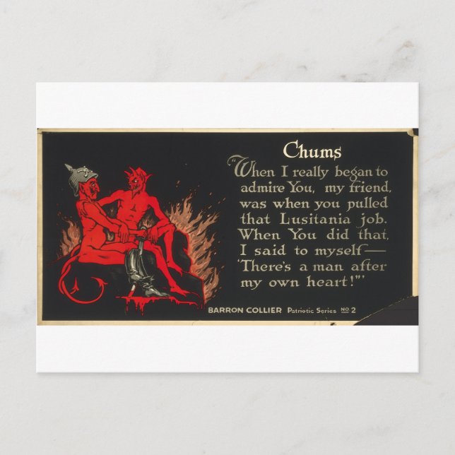 Cartão Postal Cartografia do Diabo Lusitânia na Primeira Guerra  (Frente)