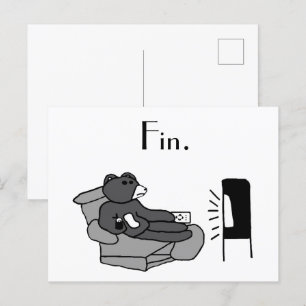 Cartão Postal Cartografia do Urso de Pai Preguiçoso com "Fin", P