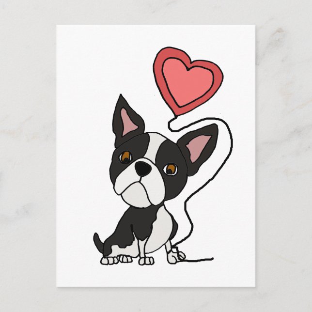 Cartão Postal Cartografia Encantada de Boston Terrier Love (Frente)