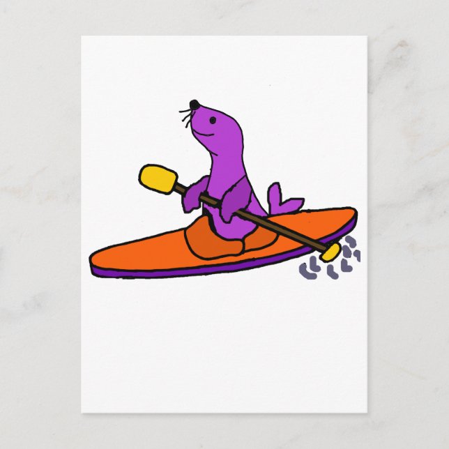 Cartão Postal Cartografia Engraçada de Selo Roxo Kayaking (Frente)