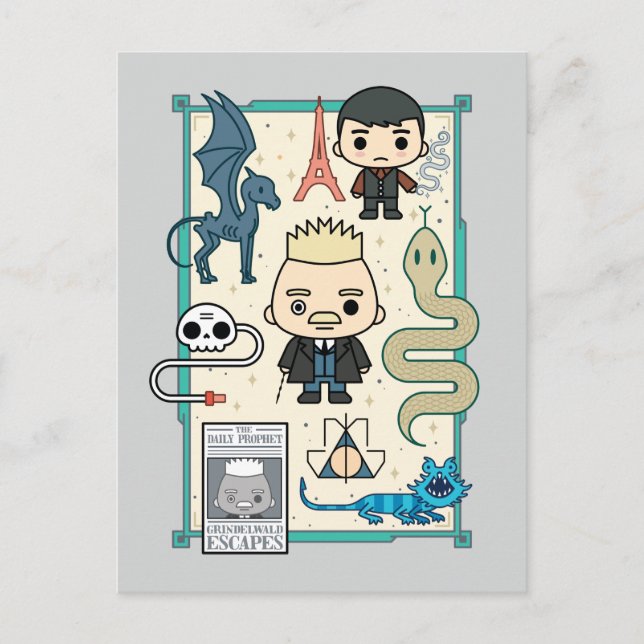 Cartão Postal Cartografia GELLERT GRINDELWALD™ & Barebone (Frente)