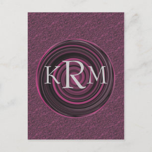 Cartão Postal Cartonagem de espiral de ameixa com monogramas