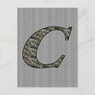 Cartão Postal Cartonagem Floral Monograma Inicial C Hidrangea