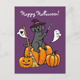 Cartão Postal Cartoon 2 Black Labrador Halloween