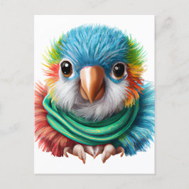 Cartão Postal Cartoon Adorável Fluffy Happy Baby Parrot