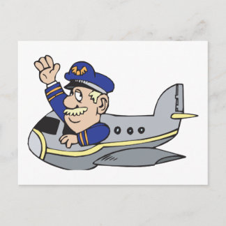 Cartão Postal Cartoon Airplane