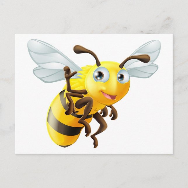 Cartão Postal Cartoon Bee Waving (Frente)