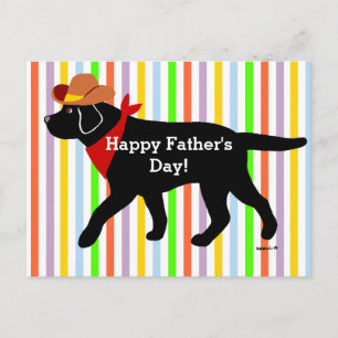 Cartão Postal Cartoon Black Labrador Cowboy