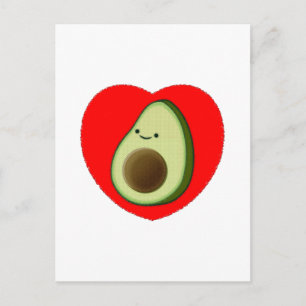 Cartão Postal Cartoon Bonito Avocado Em Coração Vermelho