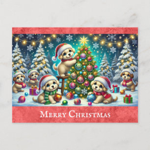 Cartão Postal Cartoon Bonito Cachorro Cachorro Feliz Natal
