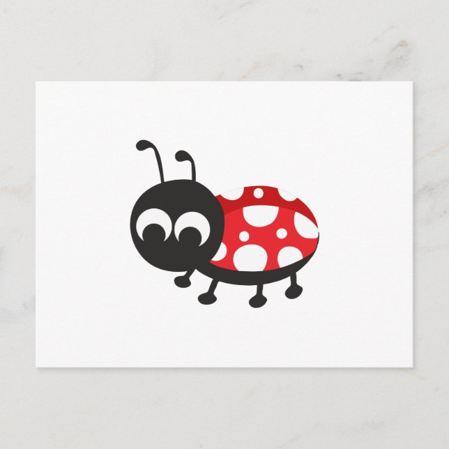 Cartão Postal Cartoon Bonito Ladybug (Frente)