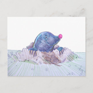 Cartão Postal Cartoon Bonito Mole e Molehill