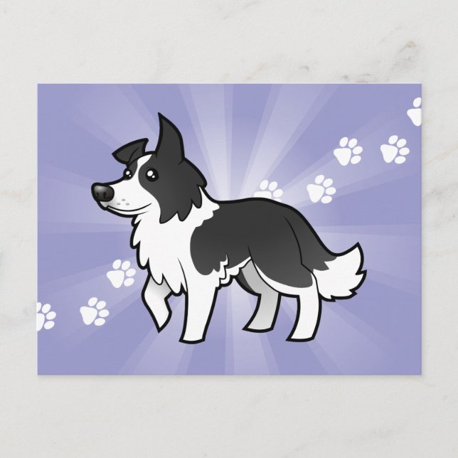 Cartão Postal Cartoon Border Collie (Frente)