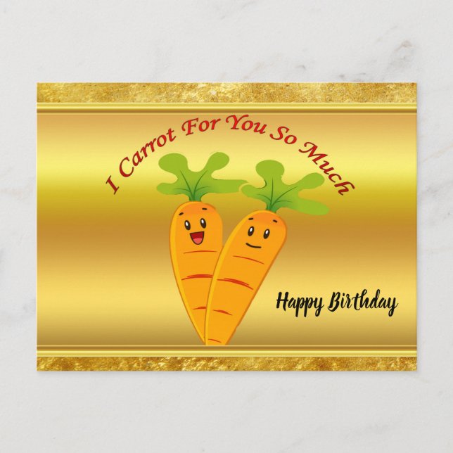 Cartão Postal Cartoon cenoura com olhos grandes e um sorriso par (Frente)