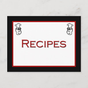 Cartão Postal Cartoon Chef Red Black White Recipiente