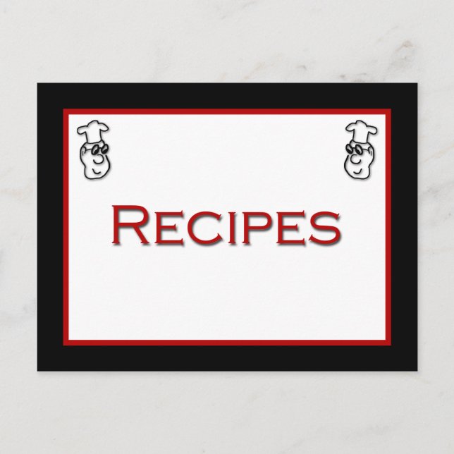 Cartão Postal Cartoon Chef Red Black White Recipiente (Frente)