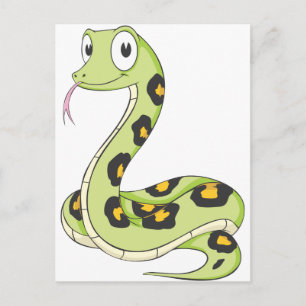 Cartão Postal Cartoon Cobra da Anaconda Verde-Bonita
