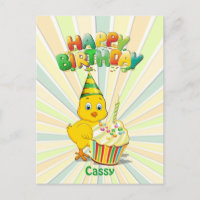 Cartoon Colorida Birthday Chicken