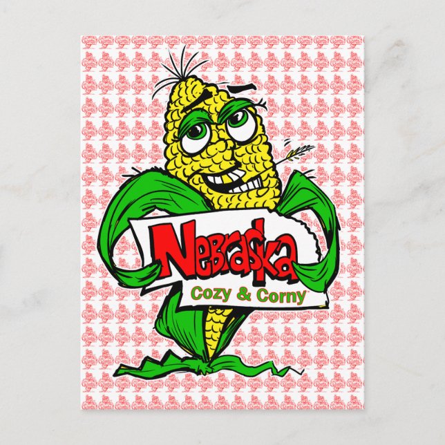Cartão Postal Cartoon Corn Cob Postcard do Nebraska (Frente)