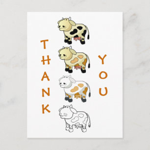 Cartão Postal Cartoon Dairy Cows Obrigado Cartão-Postal