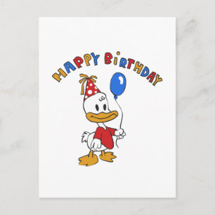 Cartão Postal Cartoon de aniversário de pato   escolha a cor do 