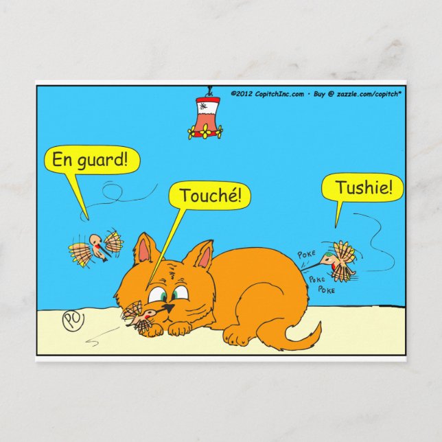 Cartão Postal Cartoon de ataque com beija-flor 293 (Frente)