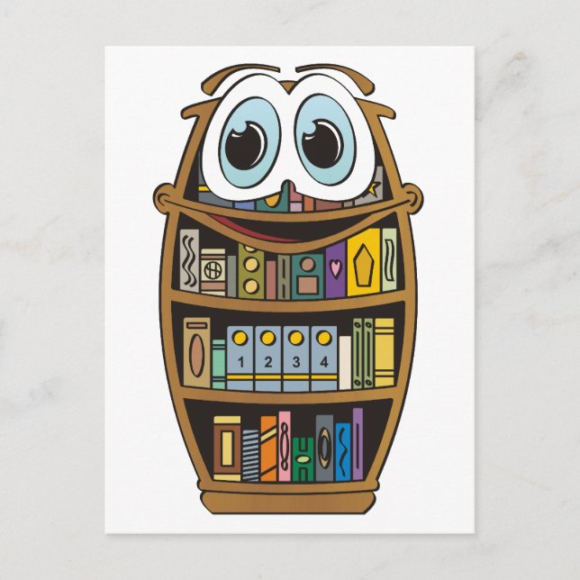 Cartão Postal Cartoon de Bookcase (Frente)