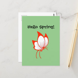 Cartão Postal Cartoon de Borboleta Laranja, Linda Arte Natural d