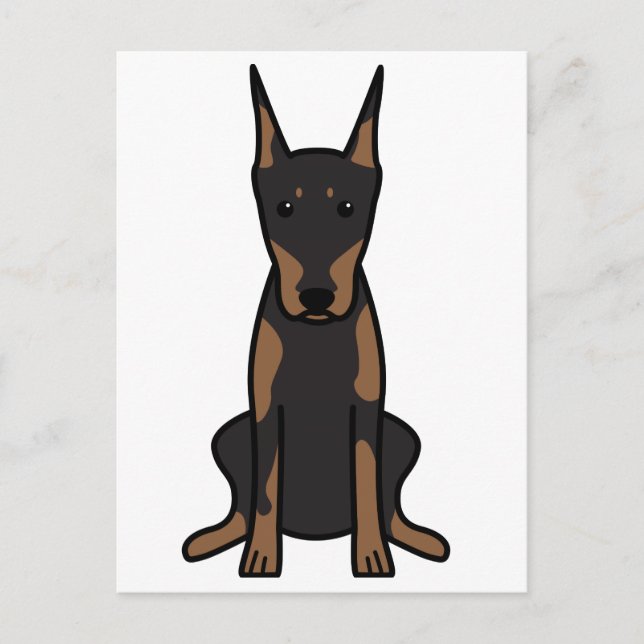 Cartão Postal Cartoon de Cachorro Doberman Pinscher (Frente)