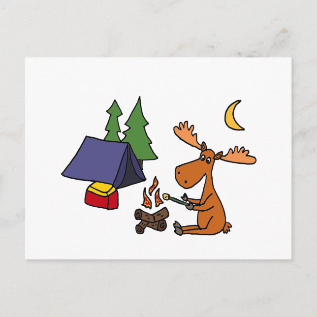Cartão Postal Cartoon de Camping Moose Engraçado (Frente)