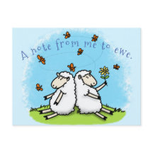 Cartoon de carneiros e borboletas bonitos