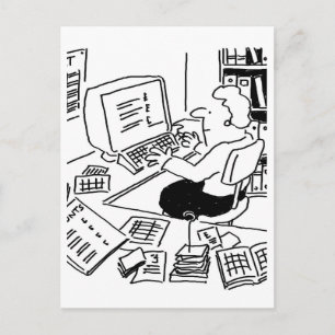 Cartão Postal Cartoon de Contabilidade ou Funcionário de Escritó