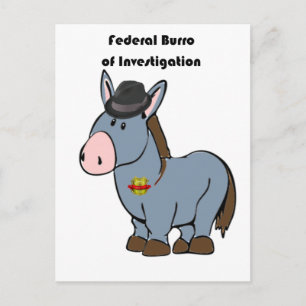 Cartão Postal Cartoon de Donkey, Burro Federal de Investigação